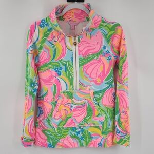 Lilly Pulitzer XS Skipper Popover Half-Zip‎ Floral Pullover Kangaroo Pocket